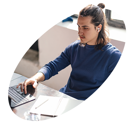 06 People-Man-Dark blue jumper-phone